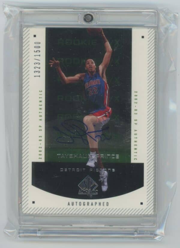 2002 Upper DeckSP Authentic Tayshaun Prince 164 rookie autographed  1323/1500