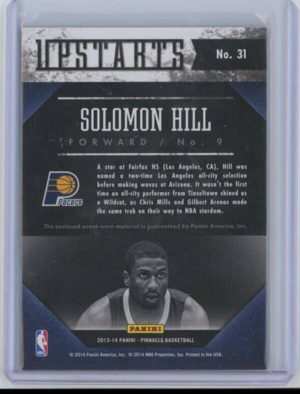 2013 Panini Pinnacle Upstarts Solomon Hill 31 rookie - Image 2