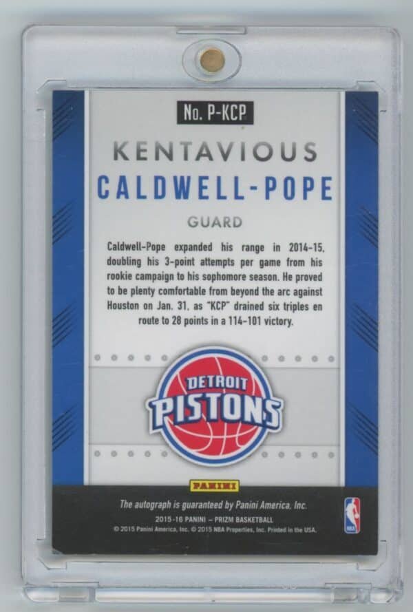 2015 Panini Prizm Autographs Kentavious Caldwell-Pope P-KCP autographed - Image 2