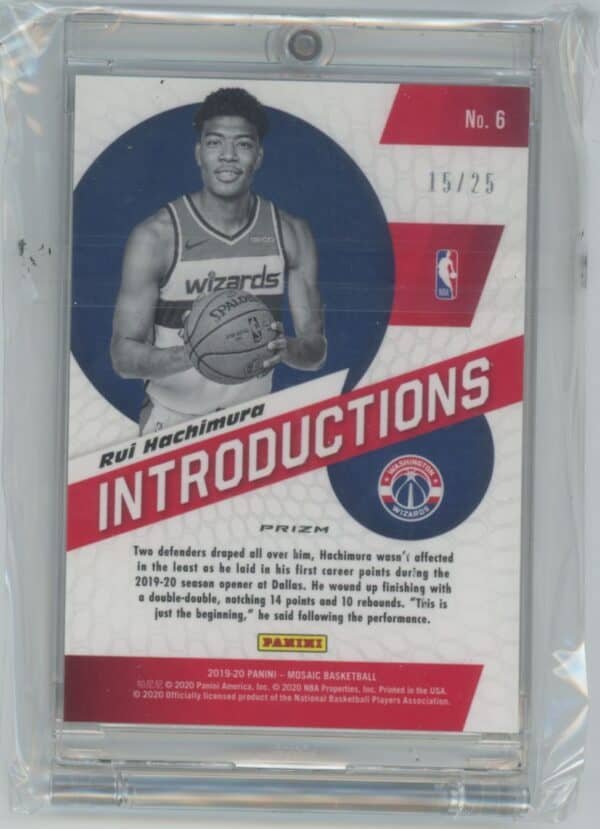 2019 Panini Mosaic Introductions White Rui Hachimura 6 15/25 - Image 2
