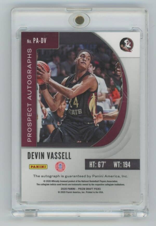 2020 Panini Prizm Draft Picks Devin Vassell PA-DV rookie autographed - Image 2