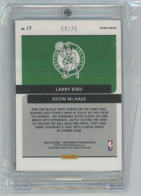 2022 Panini Contenders Optic Legendary Tandems Blue Cracked Ice Larry Bird / Kevin McHale 17 59/75 - Image 2