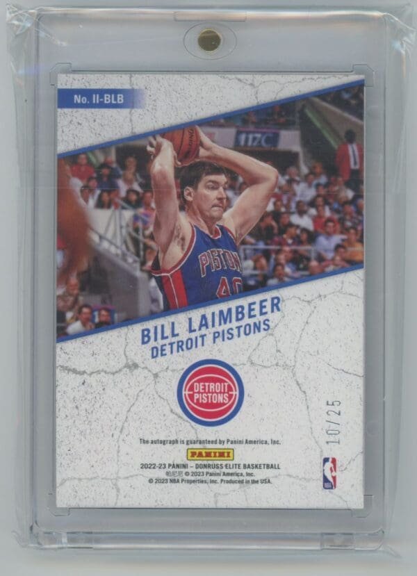 2022 Panini Donruss Elite Impact Impressions Bill Laimbeer II-BLB autographed  10/25 - Image 2