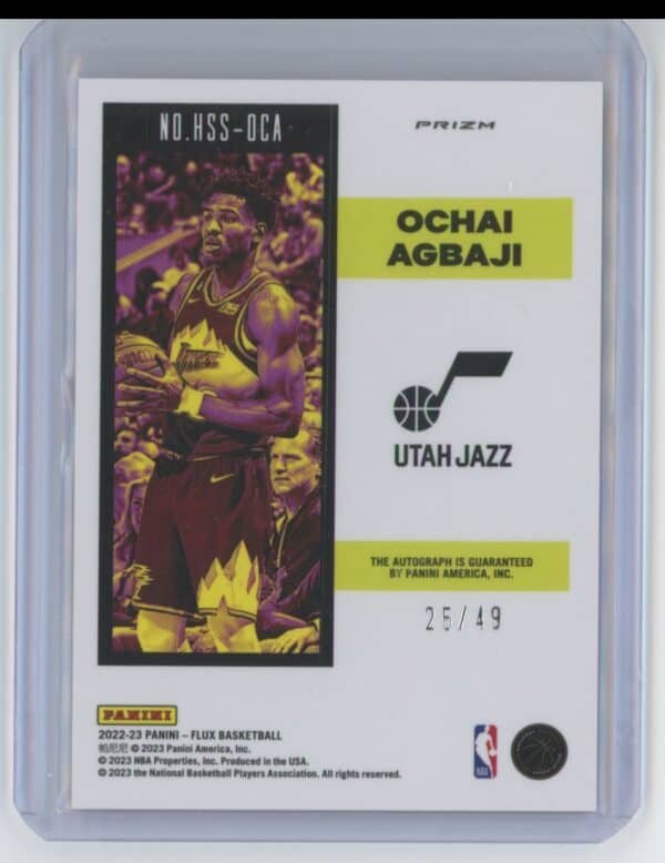 2023 Panini Flux Ochai Agbaji HSS-OCA rookie autographed  25/49 - Image 2