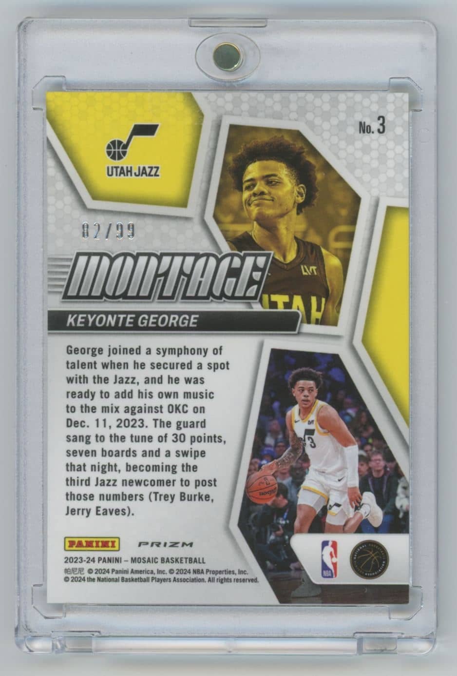 2023 Panini Mosaic Montage Purple Keyonte George 3 82/99 - Image 2