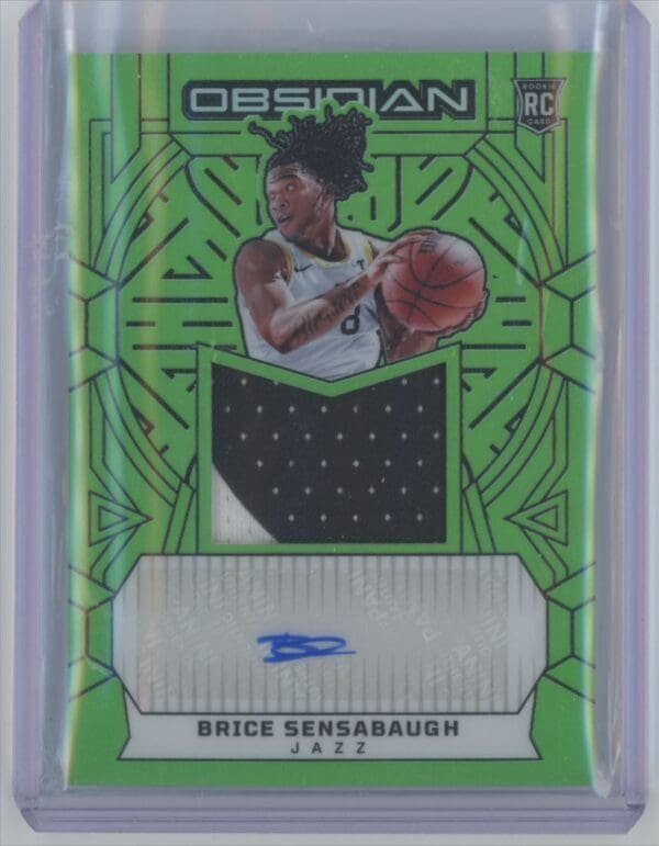 2023 Panini Obsidian Green Flood Electric Etch Brice Sensabaugh 207 rookie autographed  13/20