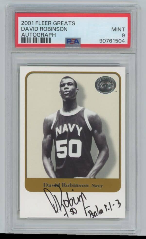 2001 Fleer Greats of the Game Autographs David Robinson autographed psa 9