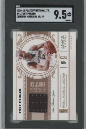 A Tony Parker 2010 Panini National Playoffs Treasures #91 basketball card, SGC 9.5 graded, limited to 45/49.