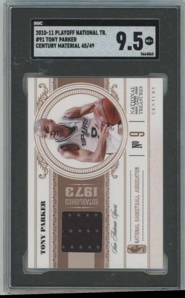 2010 Panini National Playoffs Treasures Tony Parker 91 autographed sgc 9.5 45/49