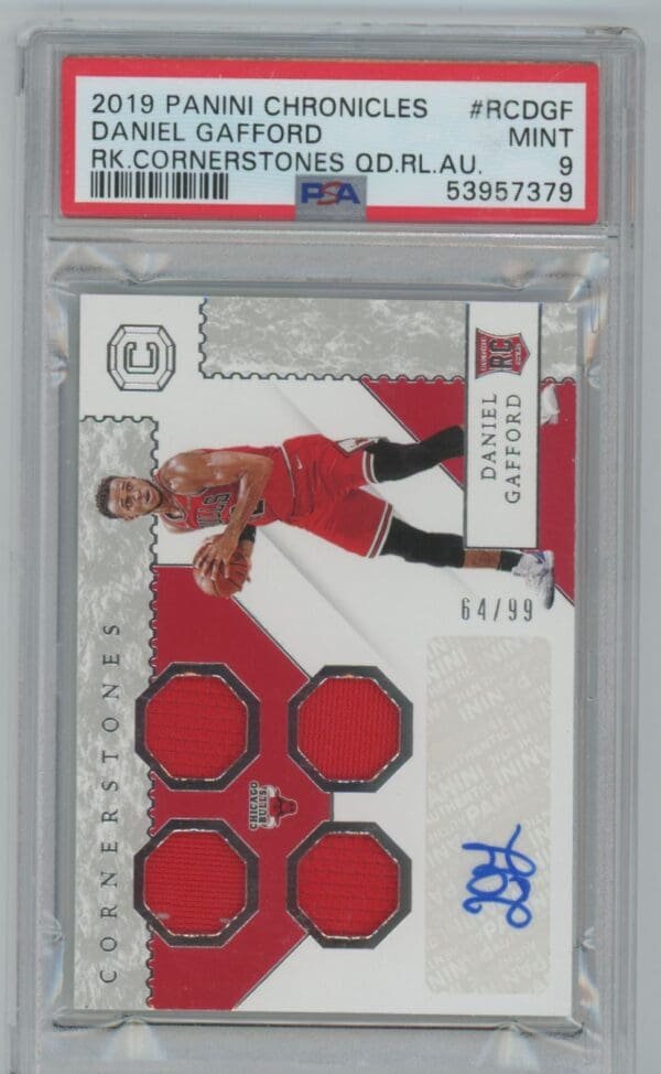 2019 Panini Chronicles Rookie Cornerstones Daniel Gafford RC-DGF rookie autographed psa 9 64/99