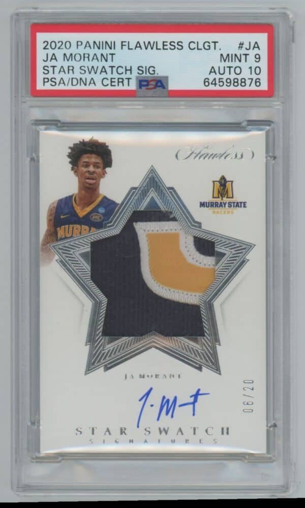 2020 Panini Flawless Collegiate Ja Morant Star Swatch Auto SSS-JA autographed psa 9 006/20