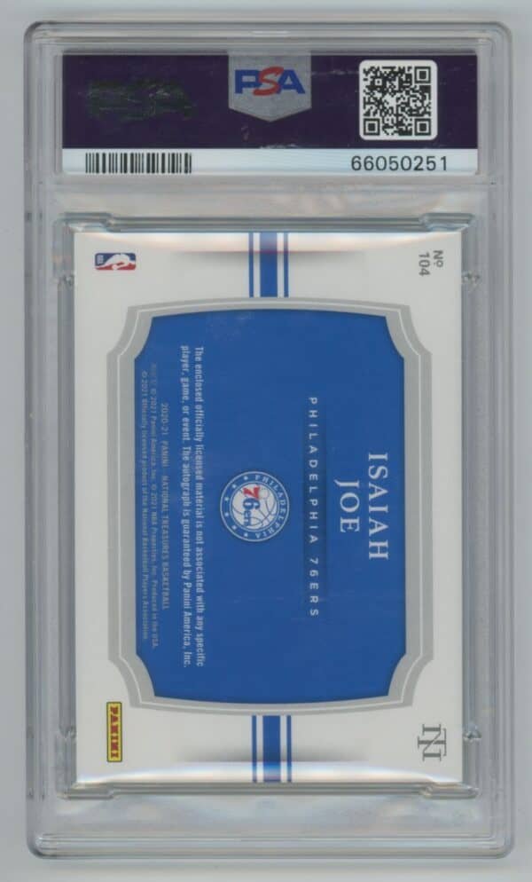 2020 Panini National Treasures Bronze Isaiah Joe 104 rookie autographed 05/49 - Image 2