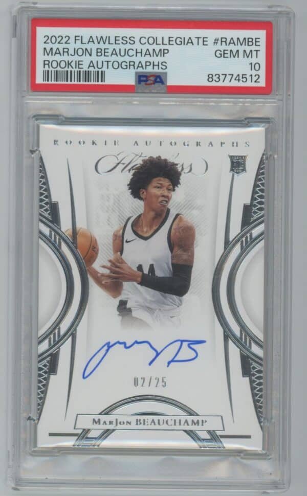 2022 Panini Flawless Collegiate Rookie Autographs MarJon Beauchamp RA-MBE rookie autographed psa 10 02/25