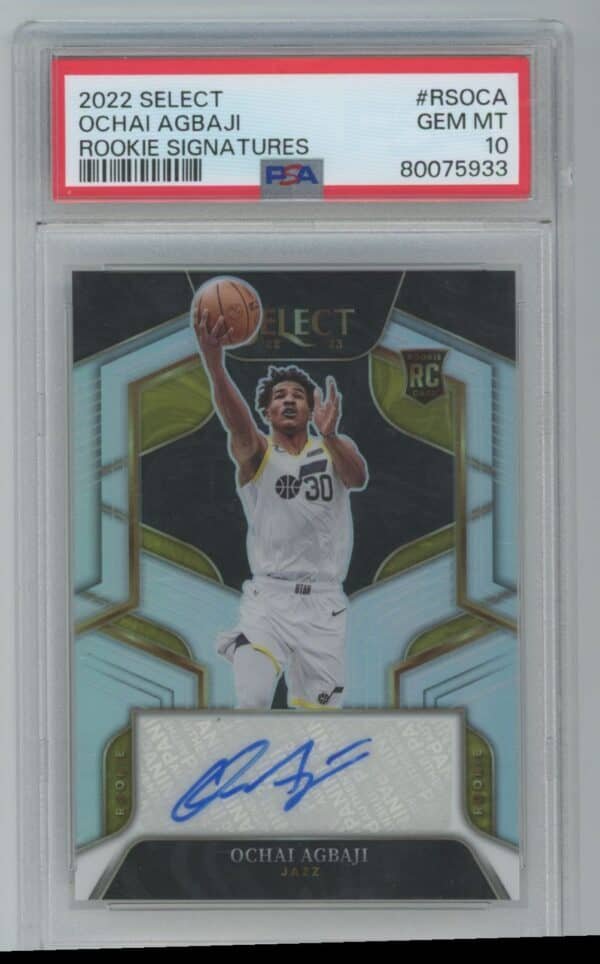 2022 Panini Select Rookie Signatures Ochai Agbaji RS-OCA rookie autographed psa 10 197/249
