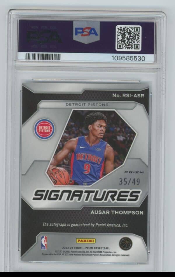 2023 Panini Prizm Rookie Signatures Prizms Blue Ausar Thompson RSI-ASR rookie autographed psa 10 35/49 - Image 2