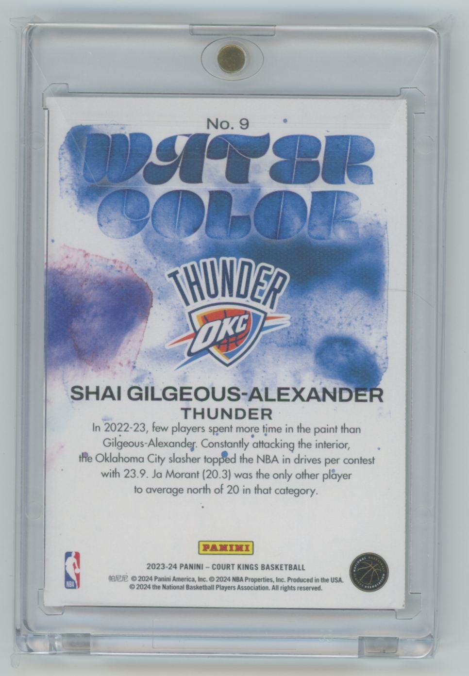 2024 Panini Court Kings Water Colors Shai Gilgeous-Alexander 9 - Image 2