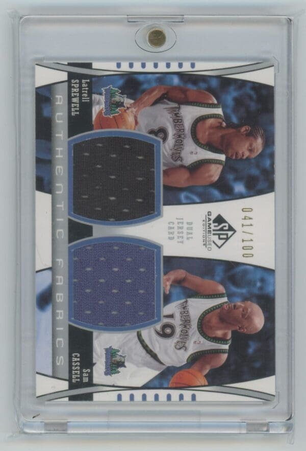2004 SP Game Used Authentic Fabrics Dual Latrell Sprewell/Sam Cassell AF2-SC  041/100