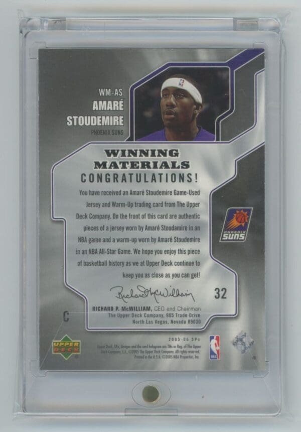 2005 Upper Deck SPx Winning Materials Amare Stoudemire WM-AS - Image 2