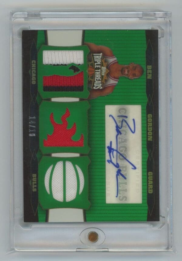 2006 Topps Triple Threads Relics Autographs Sapphire Ben Gordon Symbol TTRA-18 autographed 14/18
