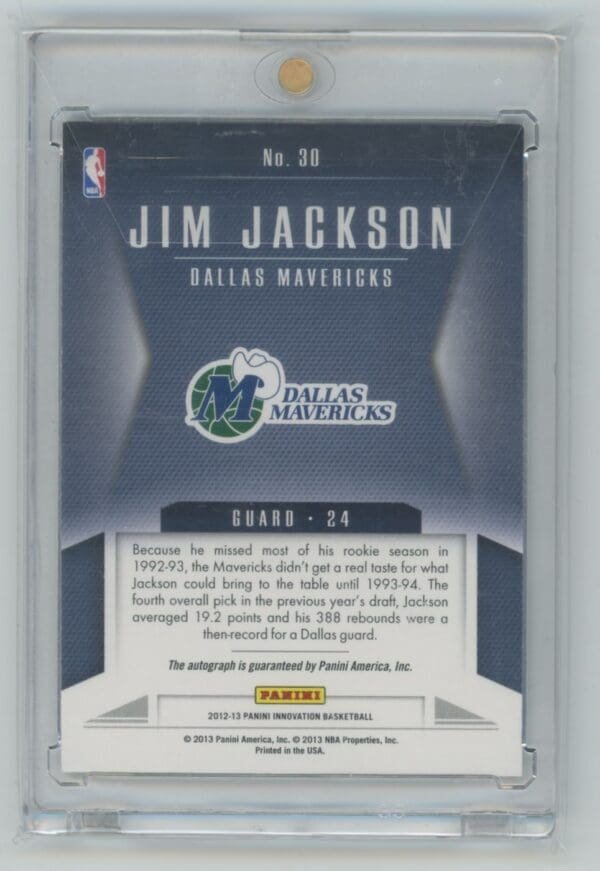 2012 Panini Innovation Fine Print Autographs Jim Jackson 30 autographed - Image 2