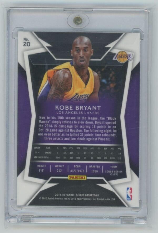 2014 Panini Select Kobe Bryant 20 - Image 2
