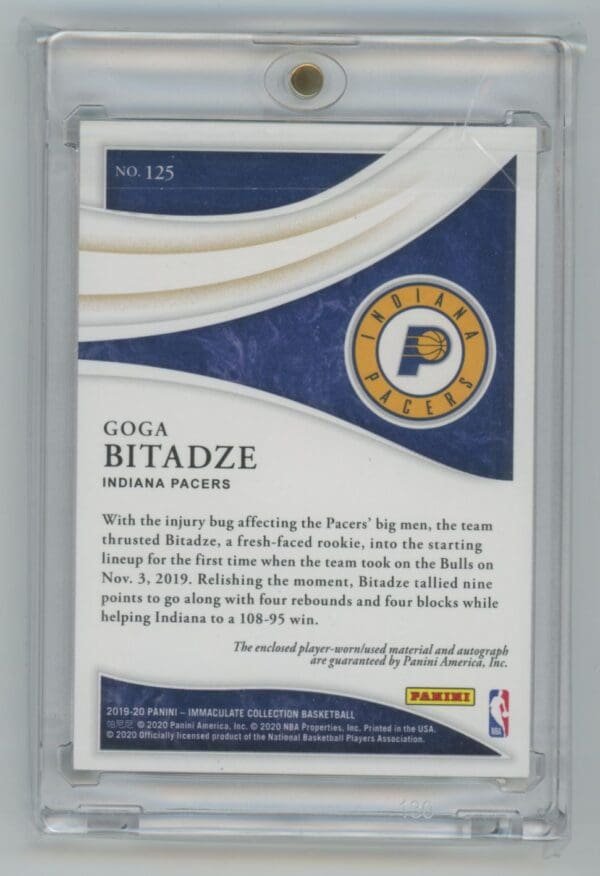 2019 Panini Immaculate Collection Goga Bitadze 125 rookie autographed 21/25 - Image 2