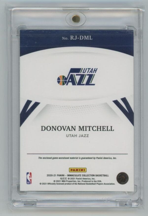 2020 Panini Immaculate Collection Davion Mitchell RJ-DML  37/99 - Image 2