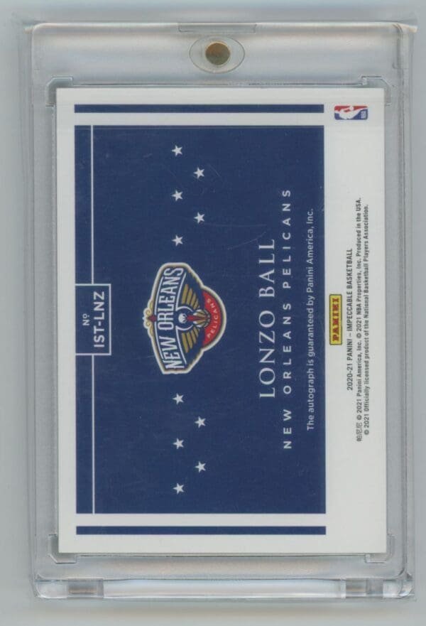 2020 Panini Impeccable Stars Signatures Lonzo Ball IST-LNZ autographed 45/49 - Image 2