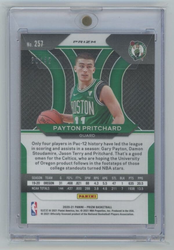 2020 Panini Prizm Pink Pulsar Payton Pritchard 257 rookie 31/42 - Image 2