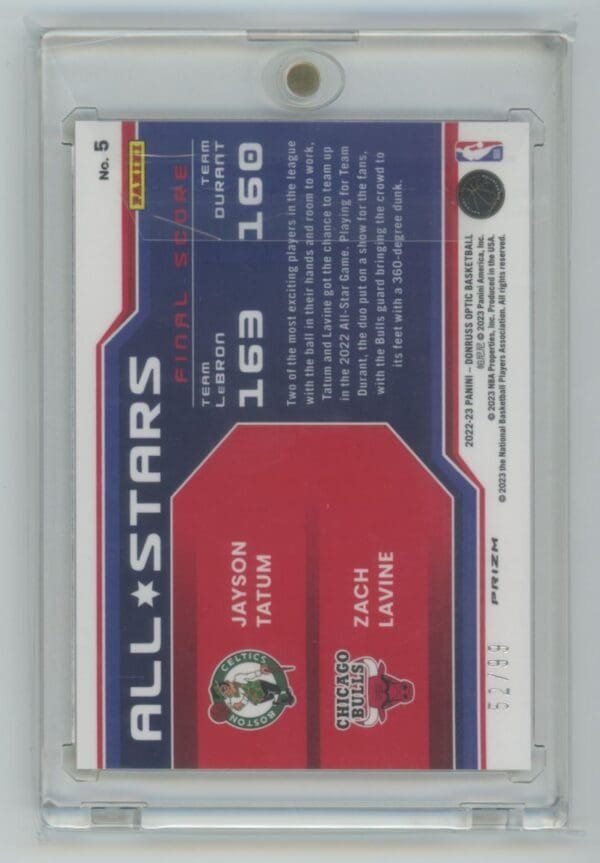 2022 Donruss Optic All Start Jayson Tatum / Zach LaVine 5  52/99 - Image 2