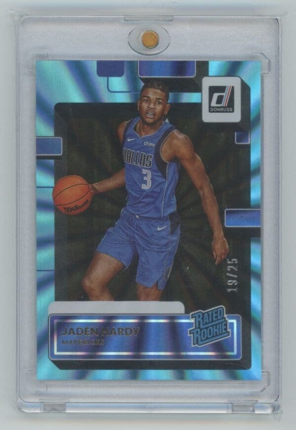 2022 Donruss Rated Rookies Signatures Holo Blue Laser Jaden Hardy 235 rookie autographed 19/25