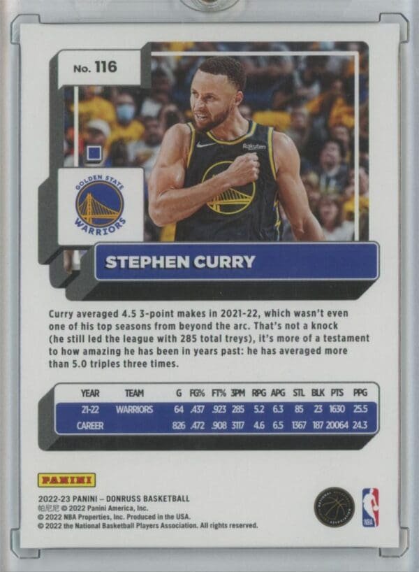 2022 Donruss Stephen Curry 116  131/149 - Image 2