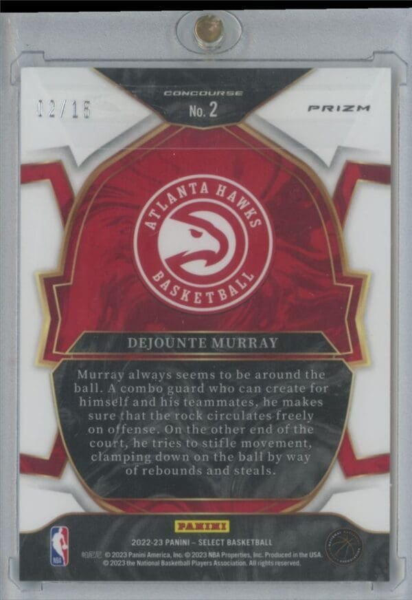 2022 Panini Select Neon Orange Pulsar Prizms FOTL Dejounte Murray 2  02/15 - Image 2