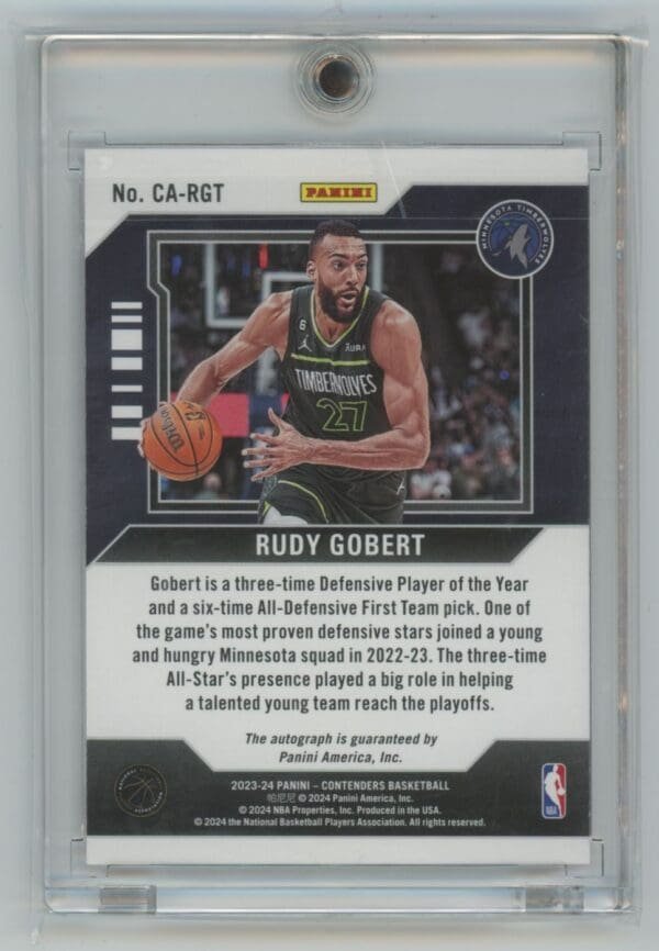 2023 Panini Contenders Autographs Rudy Gobert CA-RGT autographed 42/75 - Image 2