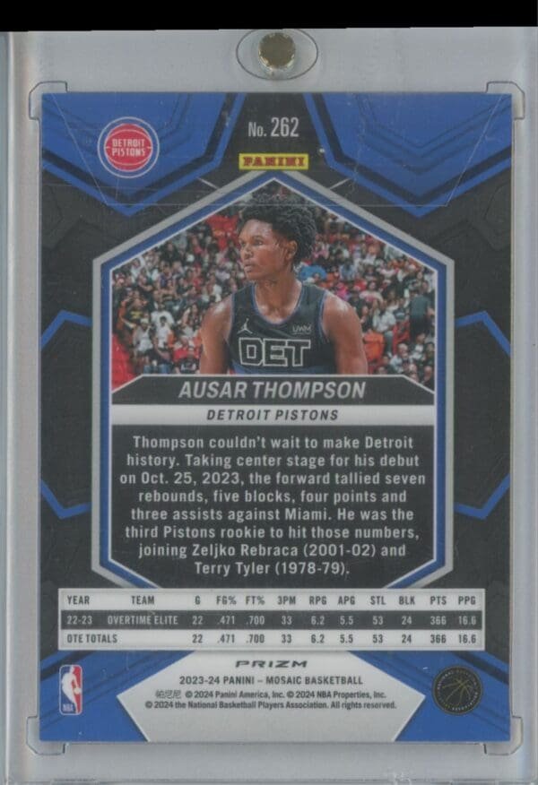2023 Panini Mosaic Ausar Thompson 262 rookie - Image 2