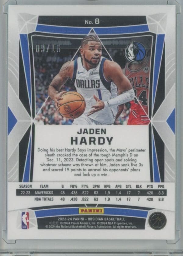 2023 Panini Obsidian Electric Etch Blue Flood FOTL Jaden Hardy 8  09/16 - Image 2