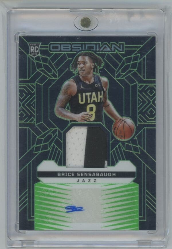 2023 Panini Obsidian Rookie Jersey Ink Electric Etch Green Brice Sensabaugh RJI-SEN rookie autographed 17/25