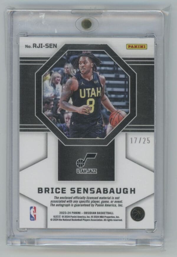 2023 Panini Obsidian Rookie Jersey Ink Electric Etch Green Brice Sensabaugh RJI-SEN rookie autographed 17/25 - Image 2