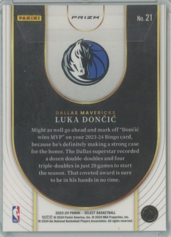 2023 Panini Select Neon Icon Luka Doncic 21 - Image 2