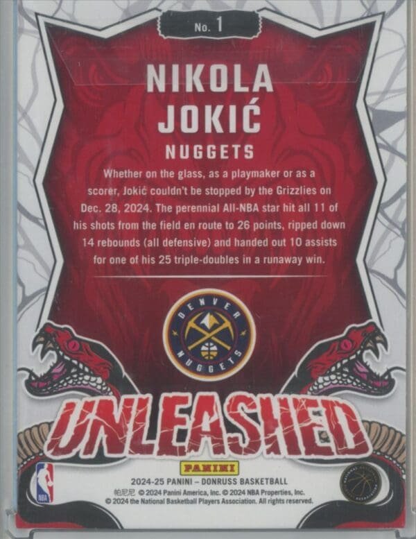 2024 Donruss Unleashed Nikola Jokic 1 - Image 2