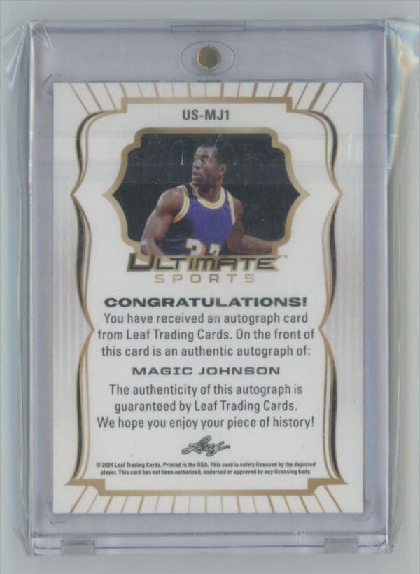 2024 Leaf Ultimate Sports Auto Holo Purple Magic Johnson US-MJ1  5/8 - Image 2