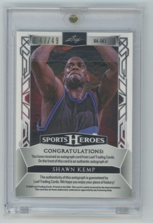 2024 Leaf Shawn Kemp BA-SK1  47/49 - Image 2
