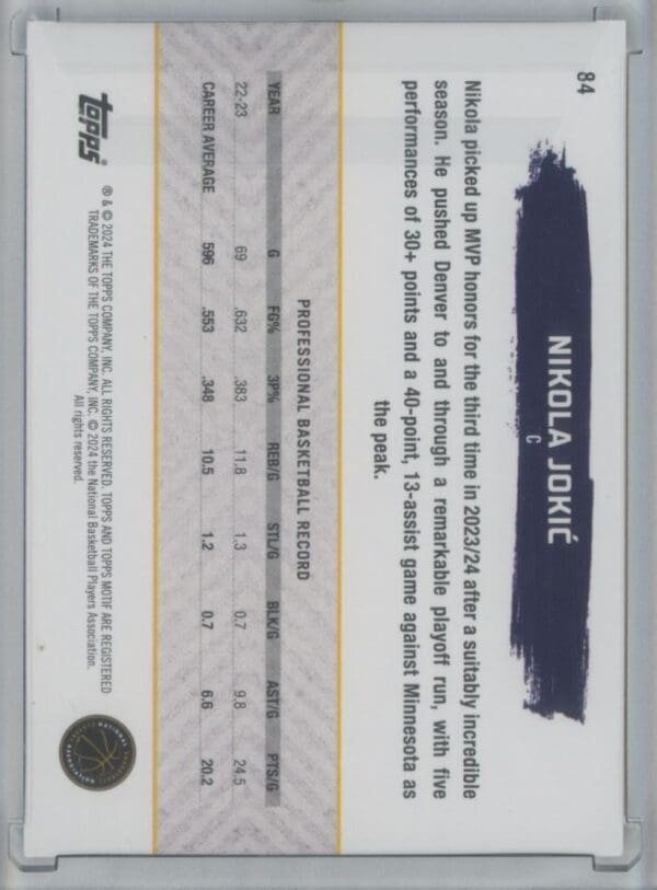 2024 Topps Motif Nikola Jokic 84  89/99 - Image 2